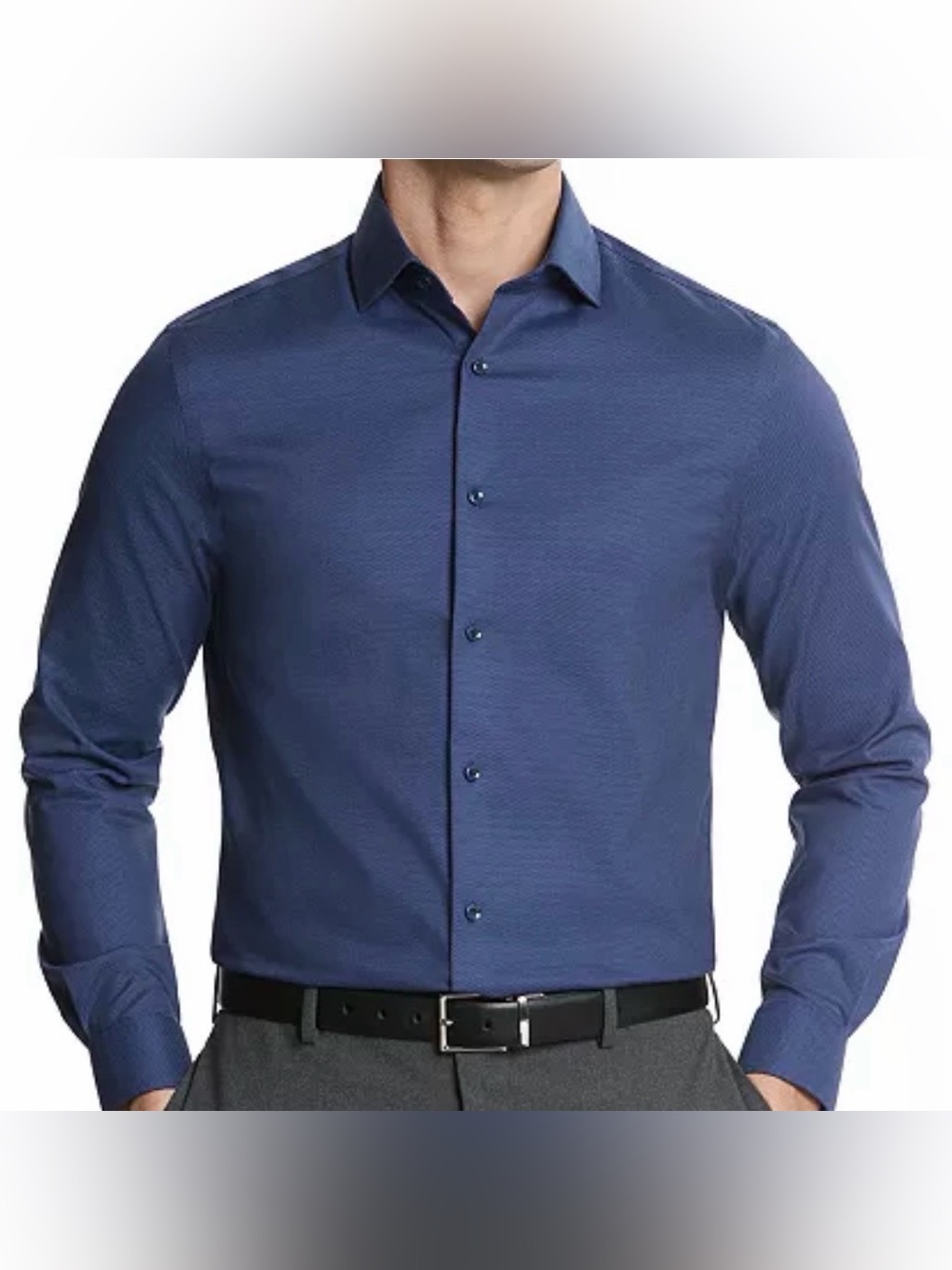 Michael Kors Men's Textured Dark Blue Dress Shirt Size M NWT.